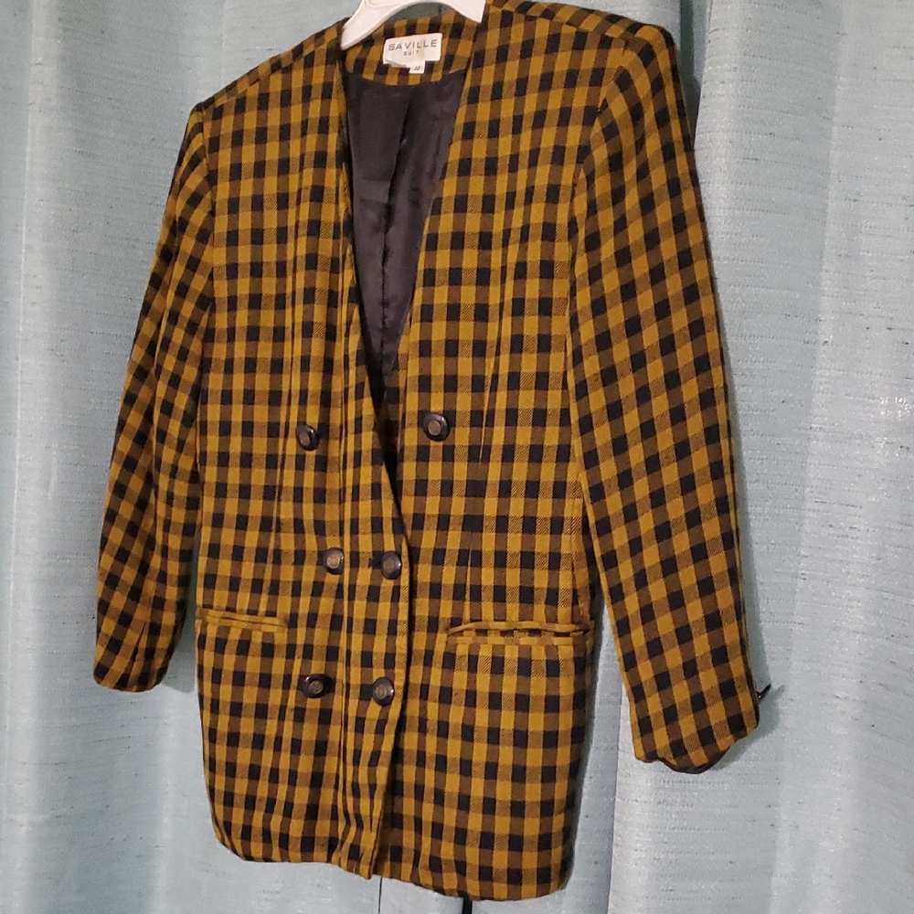 Saville Women's Checkered Blazer - Black and Tan
